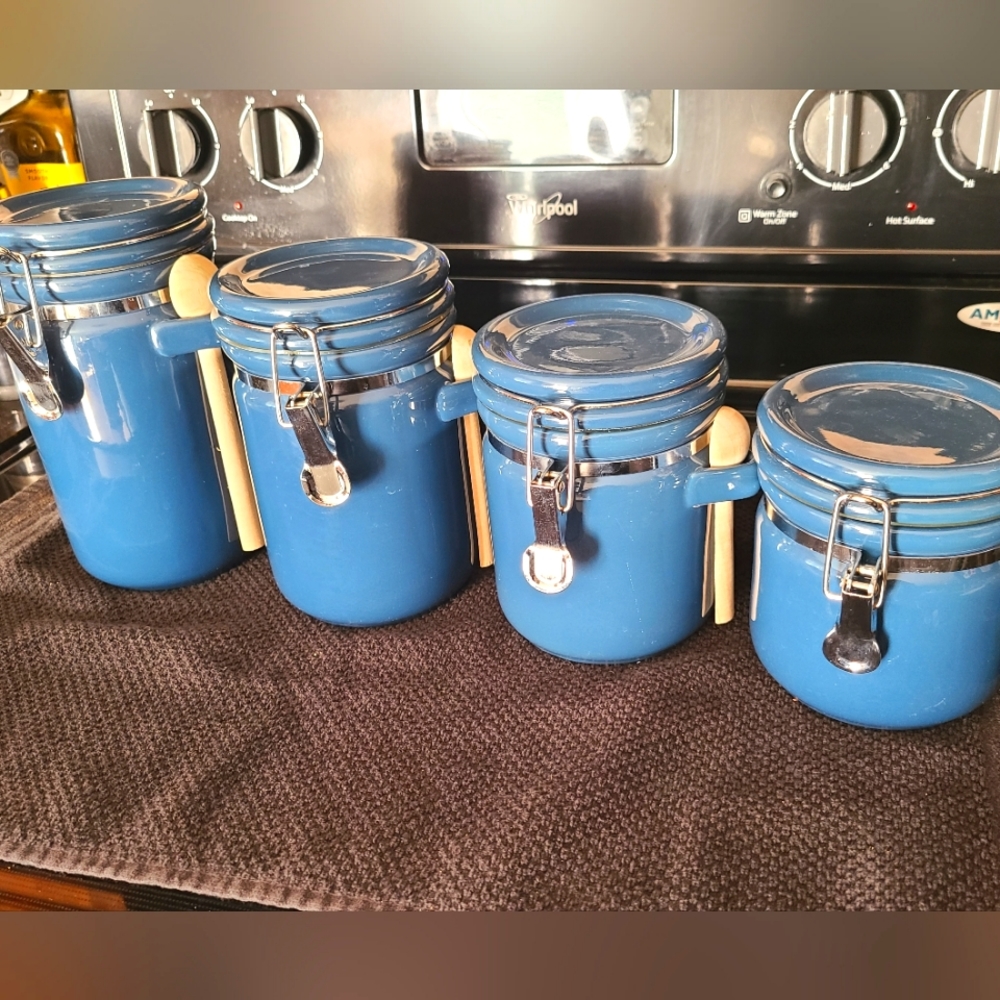Vintage Cornflower Blue Canister Set